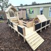 wooden large scale climbing frame with slide