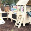 wooden large scale climbing frame with slide