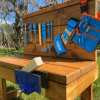 outdoor wooden tool work bench