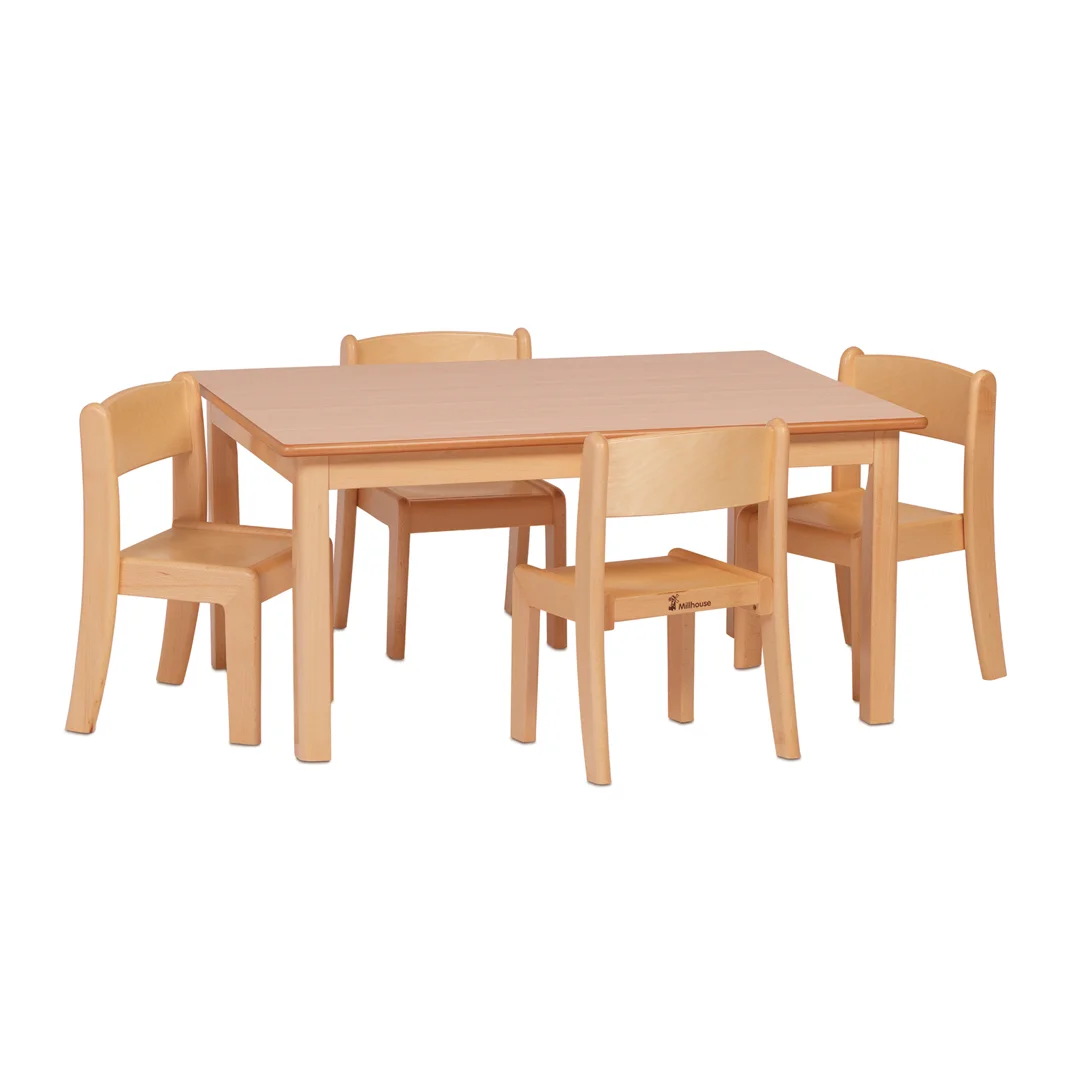 small rect table and 4 beech chairs
