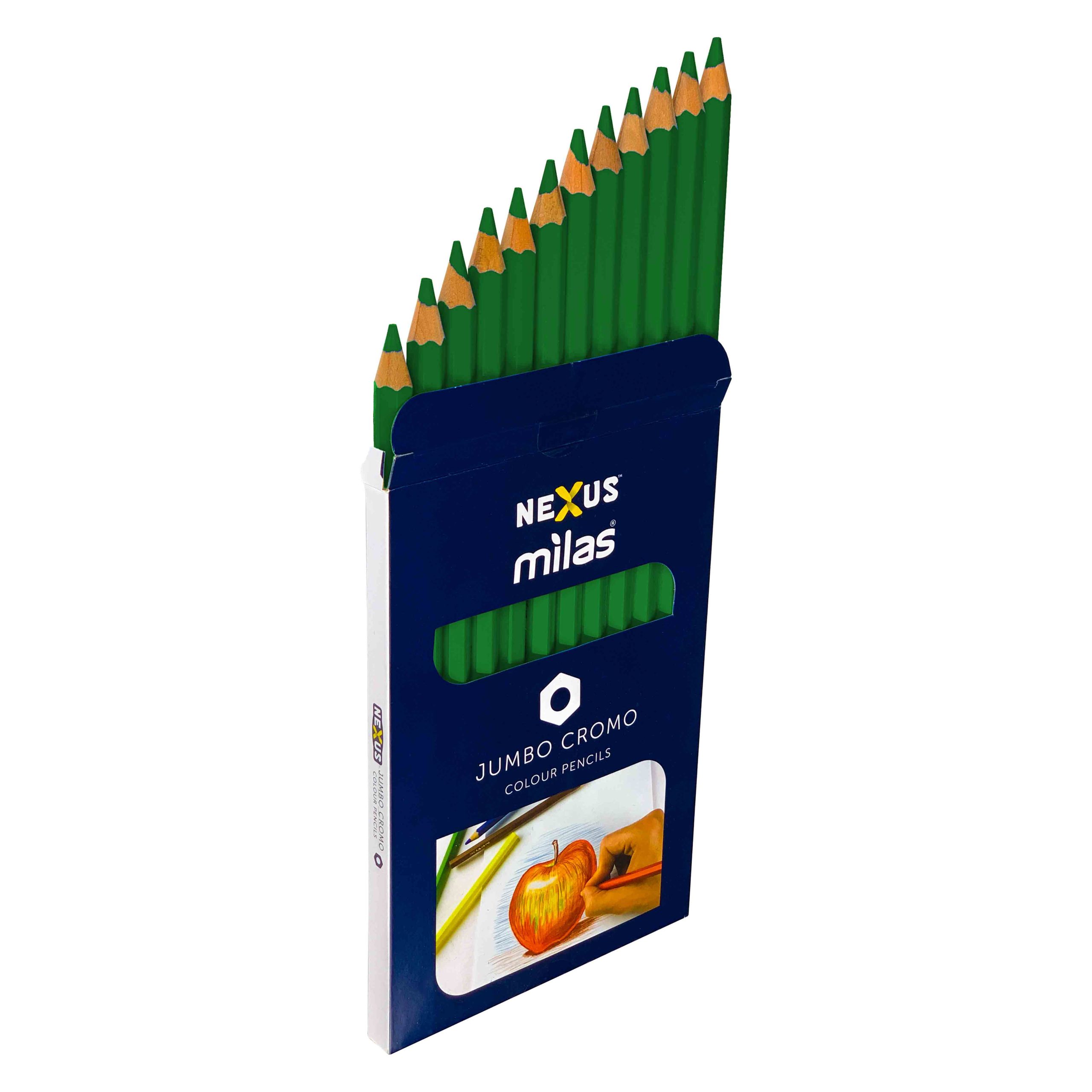 Nexus Jumbo Cromo-Colour Pencils Dark Green – 12 pcs