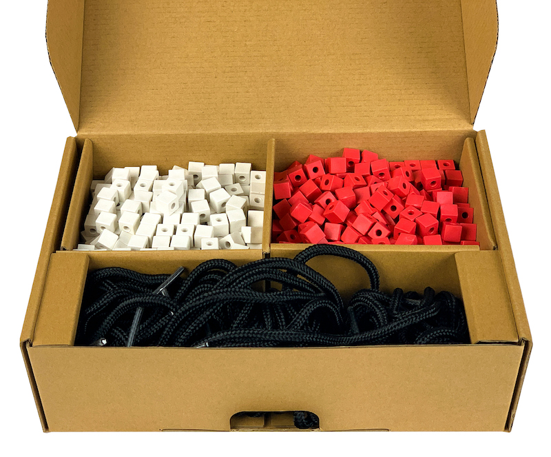 Cubed Beads Box of 1000 Cubes (500 Red and 500 White) and 10 x 2m Laces