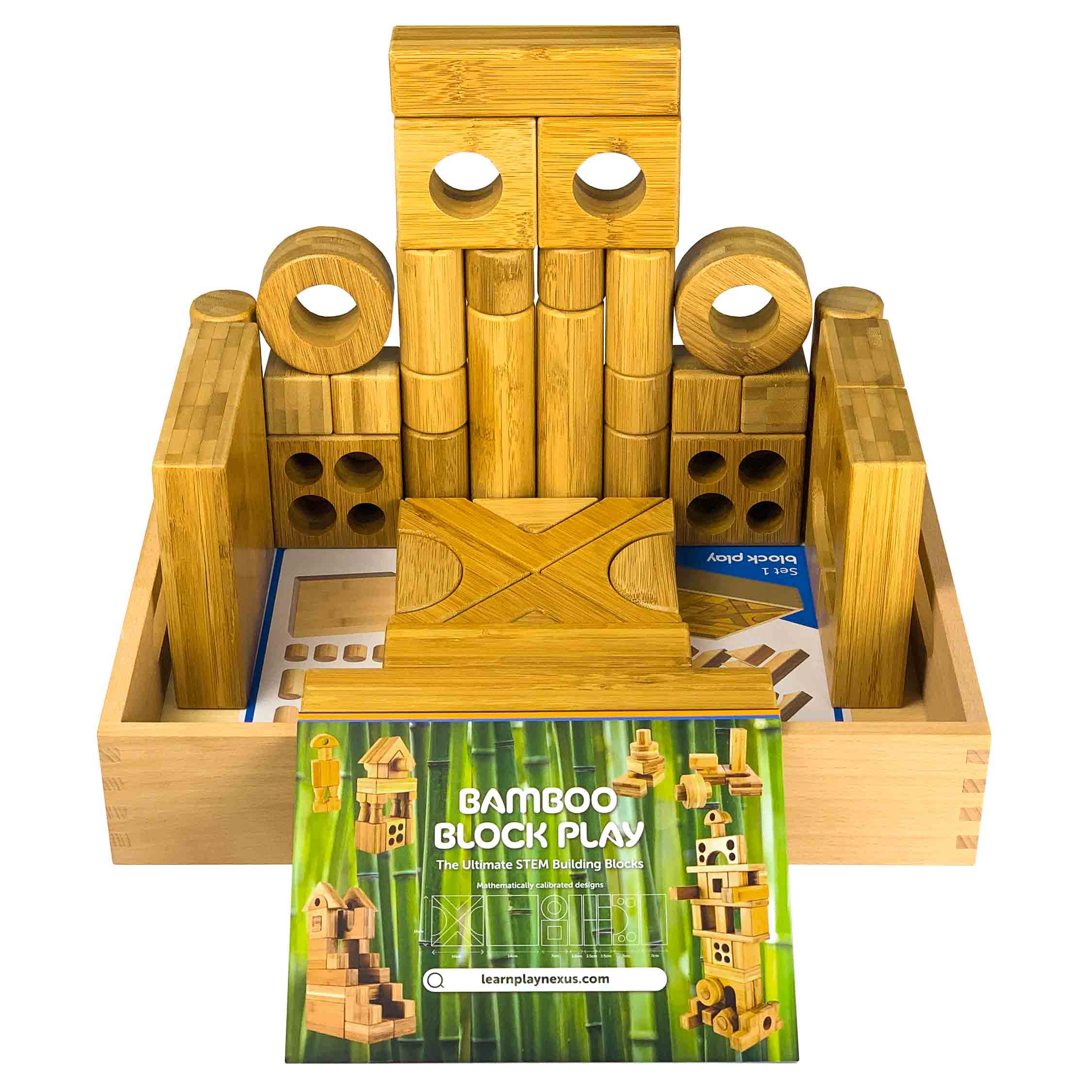 Bamboo Block Play Set 1 incl Tray – 37 pieces