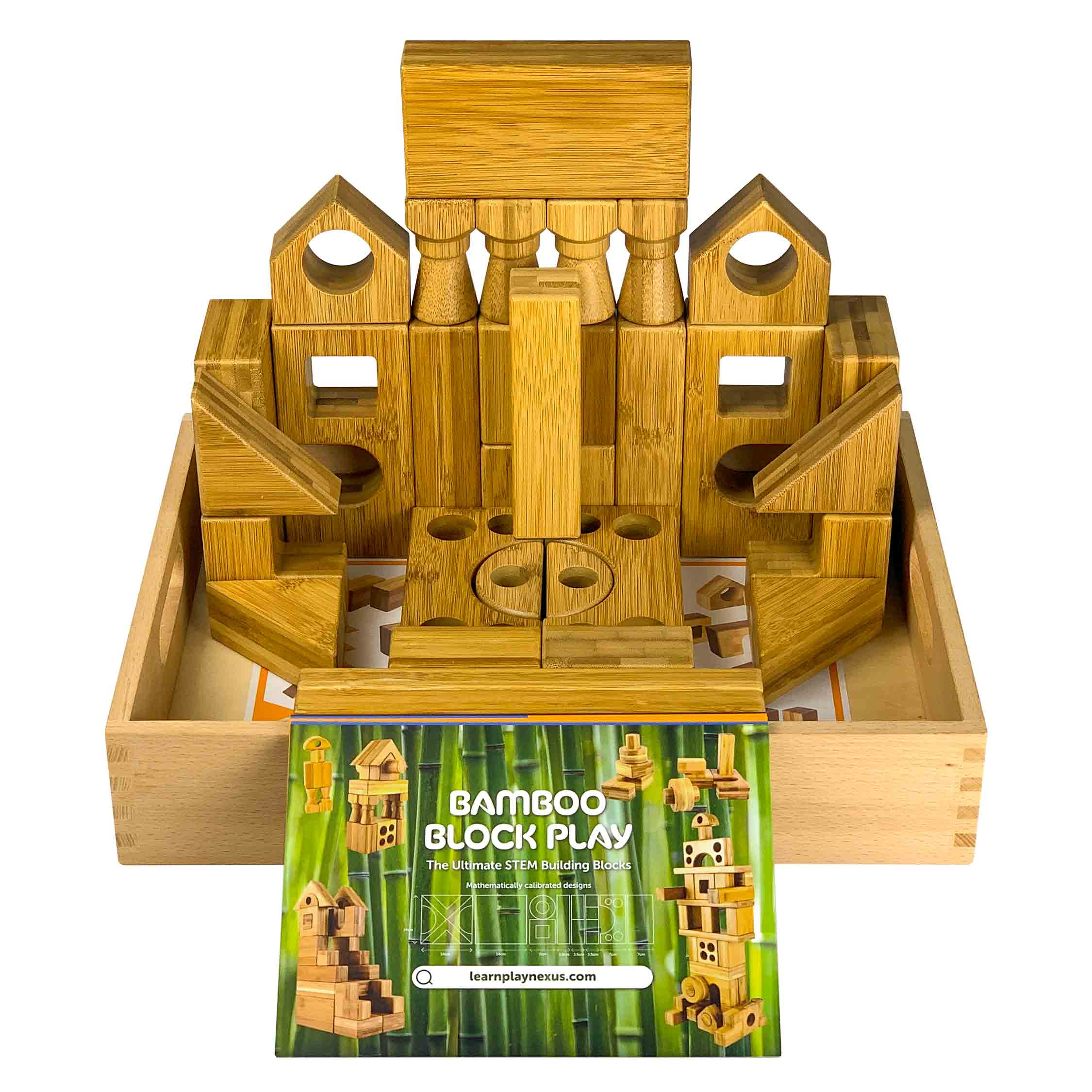 Bamboo Block Play Set 2 incl Tray – 34 pieces