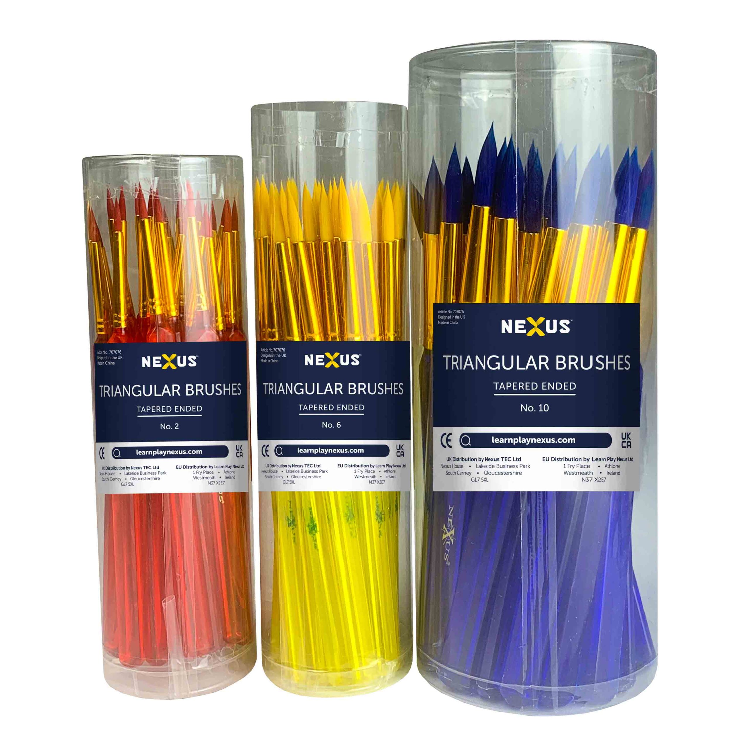 Nexus Triangular Paint Brushes (Tapered Ended) 30 brushes x 3 sizes